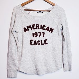American Eagle Gray Wide Neck Sweatshirt Sz S/P